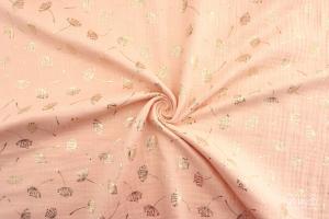 0,5 MTR. ♥ PuSTEBLuMEN FoLIENDRuCK MuSSELIN - APRICOT/GoLD- DouBLE GAUZE ♥