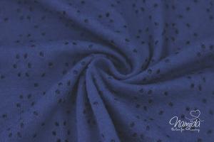 0,5 MTR. ♥ BAUMWOLLJERSEY LOCHSTICKEREI NAVY ♥