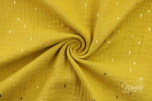 0,5 MTR. ♥ LiTTLE GOLDEN STRiPES  MuSSELIN - SeNF - DouBLE GAUZE ♥