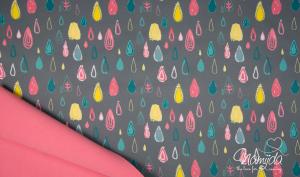 0,5 MTR. ♥ SOFTSHELL RAINDROPS GRAU/RoSA ♥