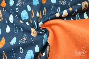 0,5 MTR. ♥ SOFTSHELL RAINDROPS NAVY/PETROL ♥