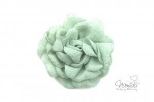 1 Stck. ♥ FLEUR  BAUMWOLL BRoSCHE MINT - 7cm ♥