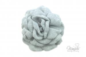 1 Stck. ♥ FLEUR  BAUMWOLL BRoSCHE GRAU - 7cm ♥