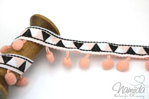 1 MTR. ♥ INCABAND POMPOM Bommelborte - APRICOT - 32mm ♥