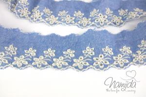 ♥1 Mtr. CHAMBRAY Wäschespitze ♥ HeLLBLau - 6,5cm ♥