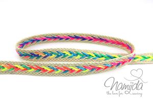 1 MTR. ♥ MuLTICOLOUR ZOPFMuSTER BAND - CREME - 20mm ♥