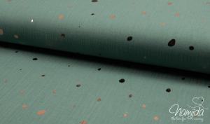 0,5 MTR. ♥ FOIL GOLDEN DOTS/PüNKTCHEN DuSTY MINT MUSSELIN ♥