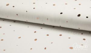 0,5 MTR. ♥ FOIL GOLDEN DOTS/PüNKTCHEN NATUR MUSSELIN ♥