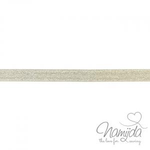 1 MTR. ♥ XL Elastisches Einfassband - GLITTER Grau - Falzgummi 20mm ♥