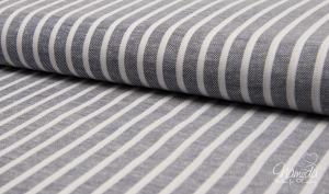 0,5 MTR. ♥ BAUMWOLL LEINEN / VISKOSE STRIPES  NAVY - 0,5cm ♥