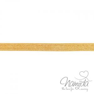 1 MTR. ♥ XL Elastisches Einfassband - GLITTER Ocker - Falzgummi 20mm ♥