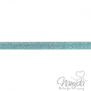 1 MTR. ♥ XL Elastisches Einfassband - GLITTER Petrol - Falzgummi 20mm ♥