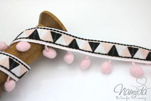 1 MTR. ♥ INCABAND POMPOM Bommelborte - RoSE - 32mm ♥