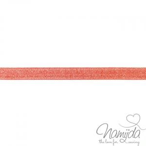 1 MTR. ♥ XL Elastisches Einfassband - GLITTER Rot - Falzgummi 20mm ♥