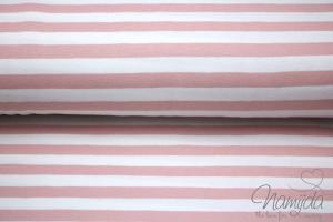 0,5 MTR. ♥JERSEY - Ringeljersey - ROSE/WEISS ♥