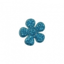 4 Stck. MiNi GLITTER Blumen Applikationen - 2cm - TüRKIS