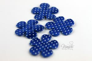 4 Stck. ♥Blumen Applikationen - 4,5cm - gepunktet - BLAU♥