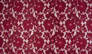 0,50 MTR.♥ Elastische Spitze SoMMERBLUMEN - BORDEAUX - Spitzenstoff ♥