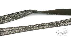 1 MTR. ♥ Elastisches Einfassband - GLITTER - Braun - Falzgummi ♥