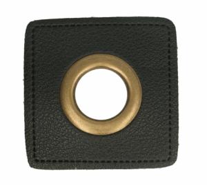 1 STÜCK KuNSTLEDER ÖSEN Patch SCHWARZ - 11mm - BRONZE