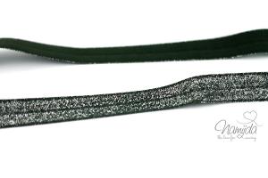 1 MTR. ♥ Elastisches Einfassband - GLITTER Dunkel Grau - Falzgummi ♥