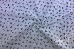 0,5 MTR. ♥ BLaCK HEARTS DuNKELGRAU - DouBLE GAUZE ♥