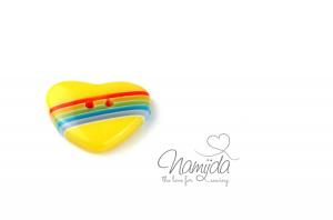 1 Stück ♥ RAINBOW HEART KnoPF GELB - 20mm ♥