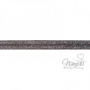 1 MTR. ♥ Elastisches Einfassband - GLITTER SCHWARZ - Falzgummi ♥