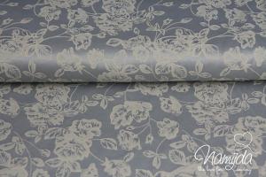 0,5 MTR. ♥ Jacquard FLOWERS - Silber/Beige ♥