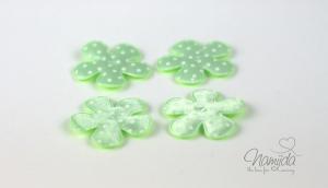 4 Stck. ♥Blumen Applikationen - 4,5cm - gepunktet - MINT ♥