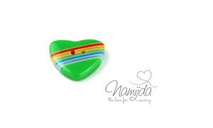 1 Stück ♥ RAINBOW HEART KnoPF GRÜN - 20mm ♥