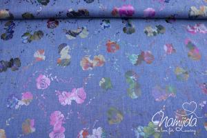 0,5 MTR. FOIL MuLTICOLOUR ROSES CHAMBRAY JEANS