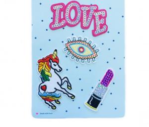 1 SET ♥ PaTCHES - LoVE/Auge/Lippenstift/Einhorn