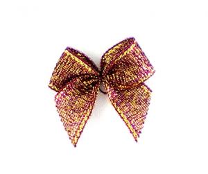 5 ♥ GOLD GLITZER SATIN Schleifchen BORDEAUX ♥