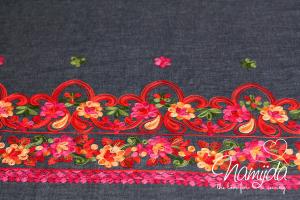 0,5 MTR. JEANS ORNAMENT BORTE II - PiNK - Bordürenstoff