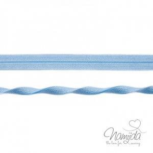 1 MTR. ♥ Elastisches Einfassband JACQUARD - Puder Blau - 20mm - Glänzend ♥