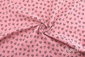 0,5 MTR. ♥ BLaCK HEARTS ROSA - DouBLE GAUZE ♥