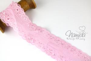 ♥1 Mtr. Wäschespitze Blumenkante - ROSA - beidseitig gestickt - 4,5cm ♥