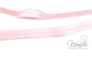 1 MTR. ♥ Elastisches Einfassband - Rosa - Falzgummi - Pünktchen ♥