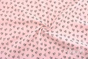 0,5 MTR. ♥ BLaCK HEARTS ROSE - DouBLE GAUZE ♥