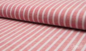 0,5 MTR. ♥ BAUMWOLL LEINEN / VISKOSE STRIPES  RoT - 0,5cm ♥