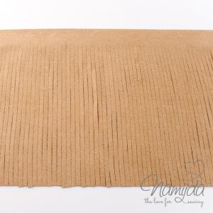 1Mtr. ♥XL Kunstleder Fransenband SAND - 12cm ♥