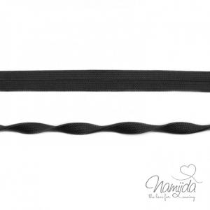 1 MTR. ♥ Elastisches Einfassband JACQUARD - Schwarz - 20mm - Glänzend ♥