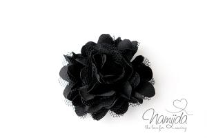 1 Stück ♥ KLeine SATINBLüTE SCHwARZ ♥