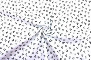 0,5 MTR. ♥ BLaCK HEARTS WeiSS - DouBLE GAUZE ♥