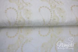 0,5 MTR. ♥ FEINCORD Stickerei WeiSS/CREME / Babycord ♥